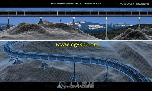 未来派高空隧道走廊场景环境3D模型合辑的图片3