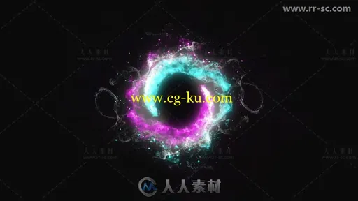 美丽炫彩粒子光束旋转围绕标志展示Logo演绎AE模板的图片3