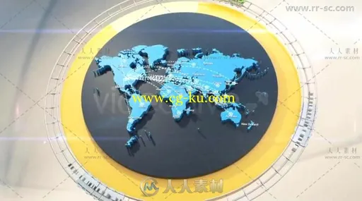 干净简单的全球地图世界连接特效动画AE模板的图片3