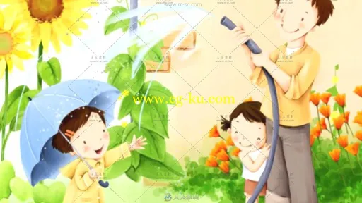 父亲节感恩父亲卡通儿童动态背景视频素材的图片2