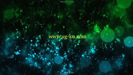 炫酷暗黑蓝绿粒子运动背景高清动态视频素材的图片1