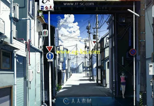 日系动画场景建筑原画插画手绘设计素材的图片1