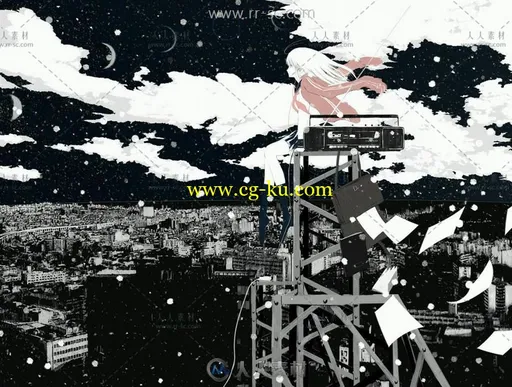 日系动画场景建筑原画插画手绘设计素材的图片5