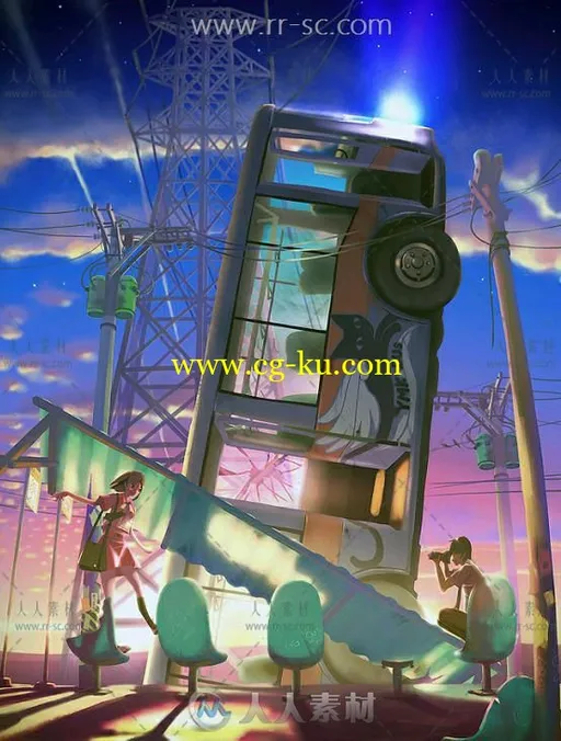 日系动画场景建筑原画插画手绘设计素材的图片6