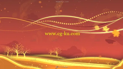 唯美金色秋季枫叶空中飞舞舞台背景视频素材的图片1