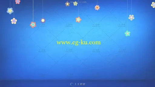 深蓝色背景花朵挂饰高清背景视频素材的图片1