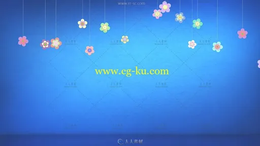 深蓝色背景花朵挂饰高清背景视频素材的图片2
