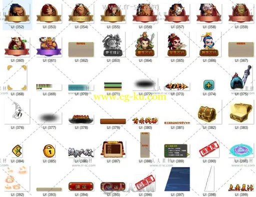中国风卡牌养成游戏美术UI素材的图片1