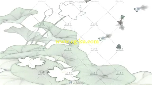 宣纸荷花游鱼水墨中国风舞台背景视频素材的图片1