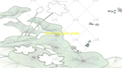 宣纸荷花游鱼水墨中国风舞台背景视频素材的图片2