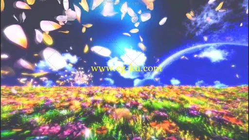 婚礼花瓣天空飞马唯美仙境动态视频素材的图片1