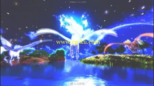 婚礼花瓣天空飞马唯美仙境动态视频素材的图片2