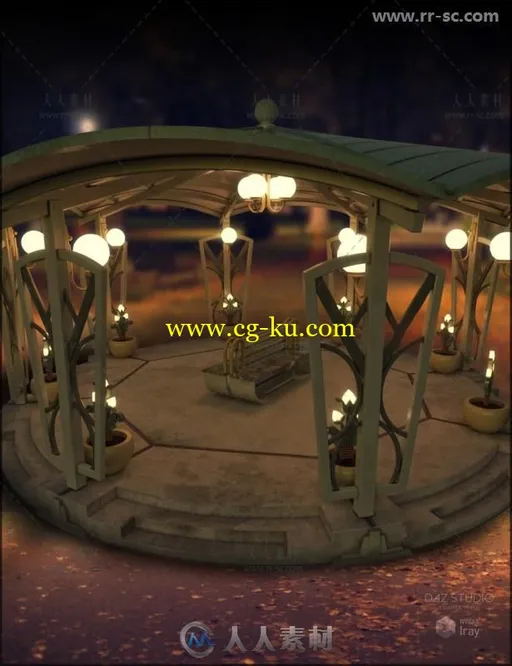 独立的外部演奏台或凉亭场景环境3D模型合辑的图片4