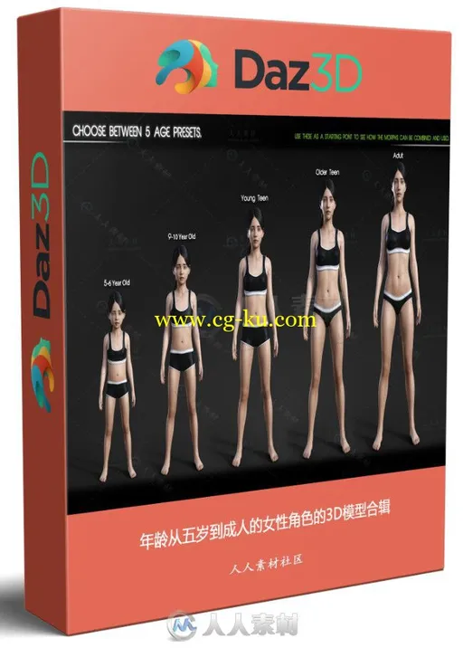 年龄从五岁到成人的女性角色的3D模型合辑的图片1