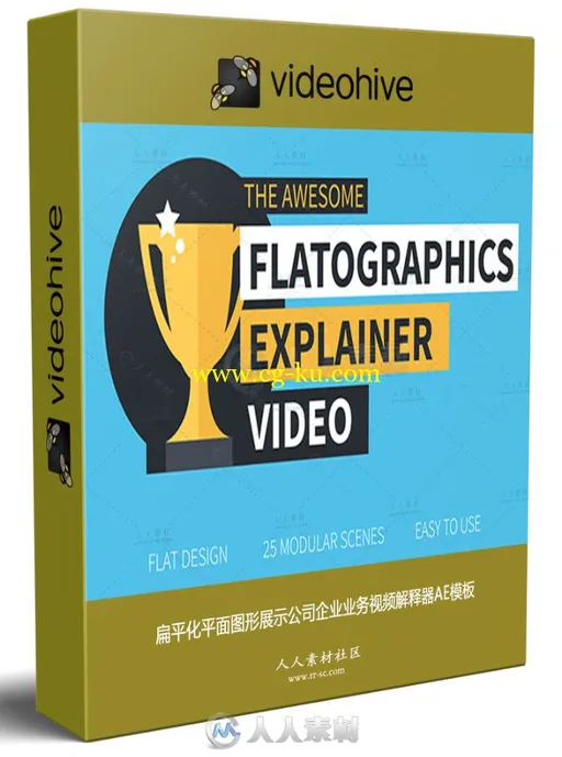 扁平化平面图形展示公司企业业务视频解释器AE模板的图片1