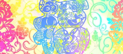 中国喜庆民族剪纸福字碎花动态视频素材的图片3