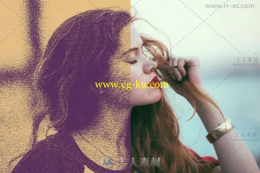 抽象的双色帆布艺术特效PS动作的图片2