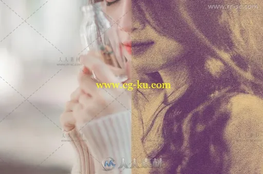 抽象的双色帆布艺术特效PS动作的图片3