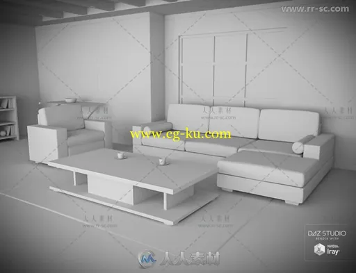 完整的客厅场景环境与家具道具3D模型合辑的图片4
