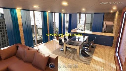 工作室类型的现代时尚公寓场景环境3D模型合辑的图片3