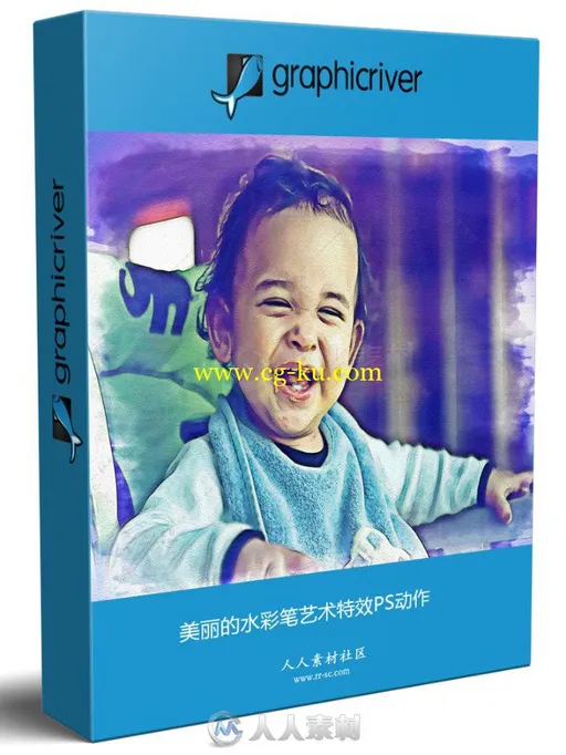 美丽的水彩笔艺术特效PS动作的图片1