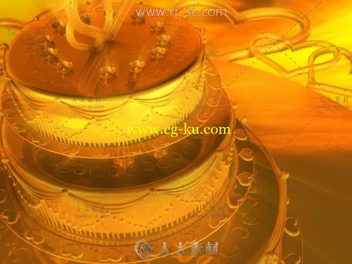 金色婚礼蛋糕旋转LED背景视频素材的图片1