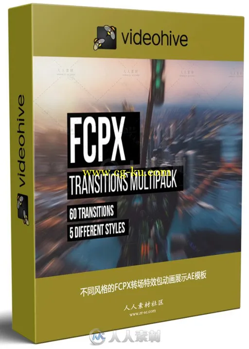 不同风格的FCPX转场特效包动画展示AE模板的图片1