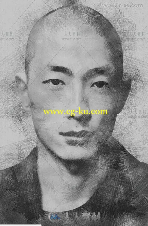 现代速写肖像画艺术特效PS动作的图片2