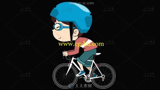 小男孩骑单车动画演示带通道视频素材的图片1