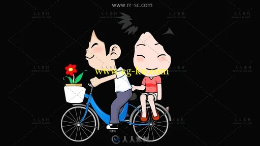 情侣骑单车演示动画带通道视频素材的图片1