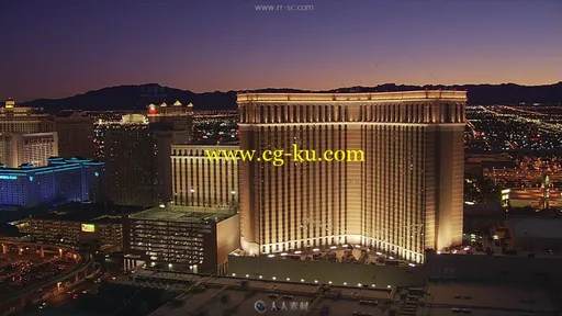 美国拉斯维加城市商务大楼夜景高清实拍视频素材的图片2