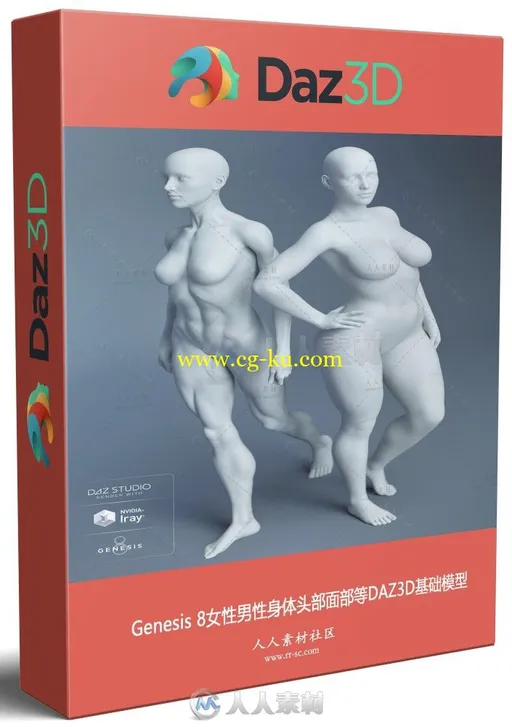 Genesis 8 Female女性男性身体头部面部等DAZ3D基础模型的图片1