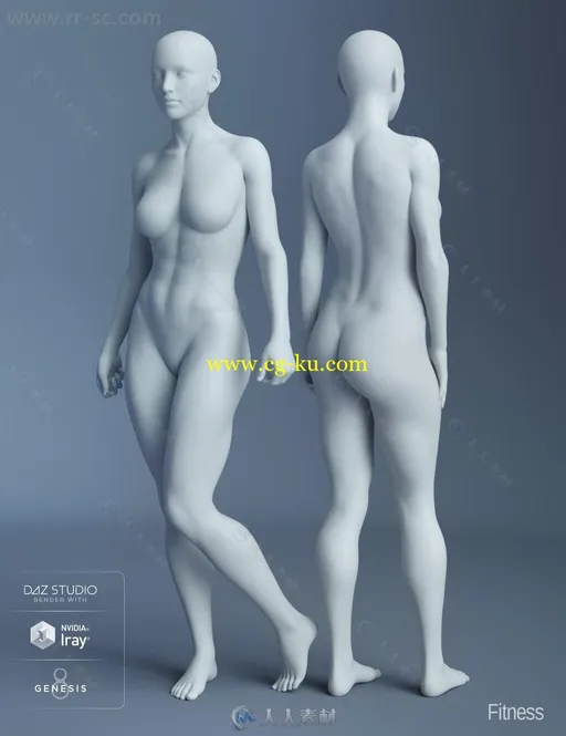 Genesis 8 Female女性男性身体头部面部等DAZ3D基础模型的图片12