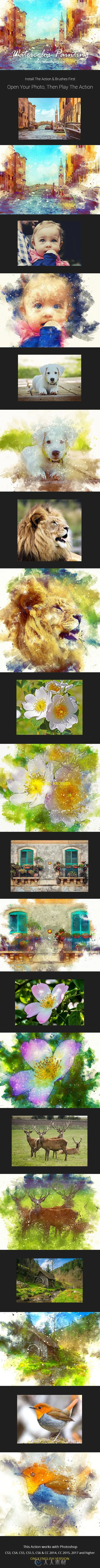 超精细水彩画艺术特效PS动作的图片2