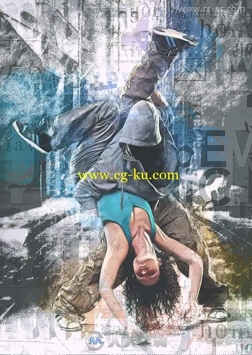 现代个性杂乱水墨淡彩画艺术特效PS动作的图片2