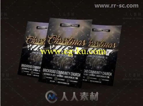 简单华丽的圣诞节音乐会传单PSD模版的图片3