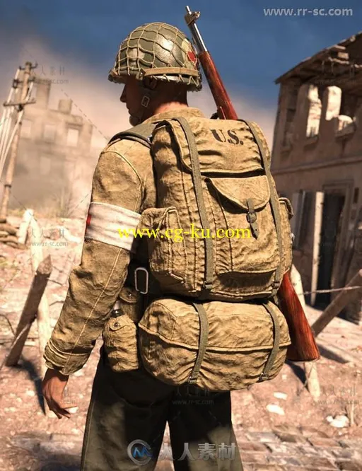 完整的第二次世界大战美国士兵制服和道具3D模型合辑的图片2