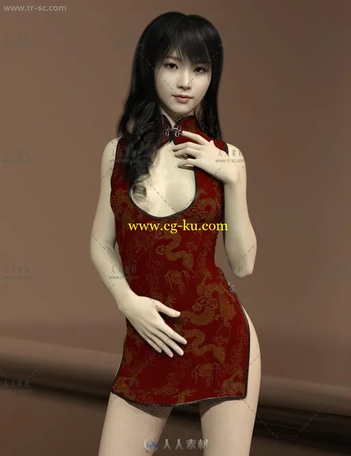 性感妩媚亚籍女孩角色3D模型的图片2