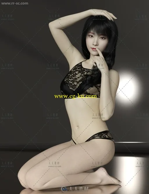 性感妩媚亚籍女孩角色3D模型的图片3