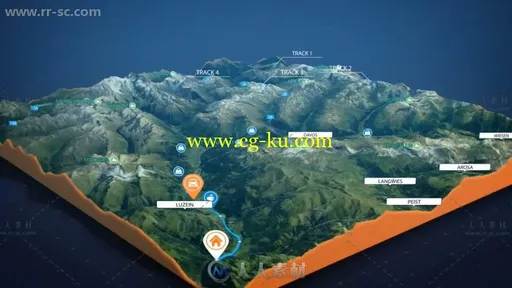 3D地图路线行走注释动画AE模版的图片2