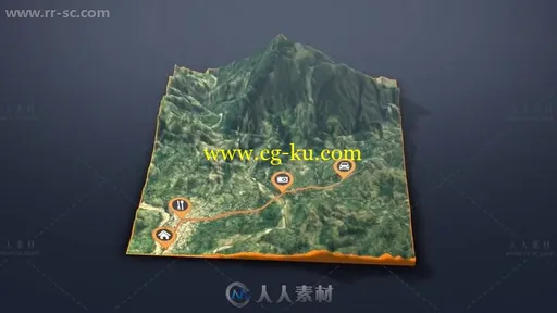 3D地图路线行走注释动画AE模版的图片3