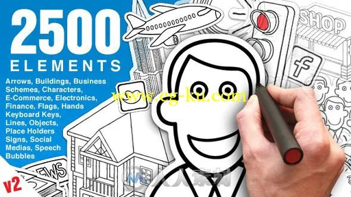 2500组超豪华白板手势绘画创意设计动画AE模版的图片1