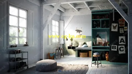 10组斯堪的纳维亚scandinavian北欧家具风格室内设计场景3D模型合集的图片23