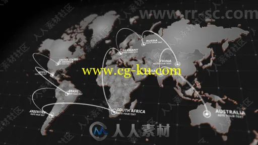 世界地图坐标标记演示动画AE模板的图片1