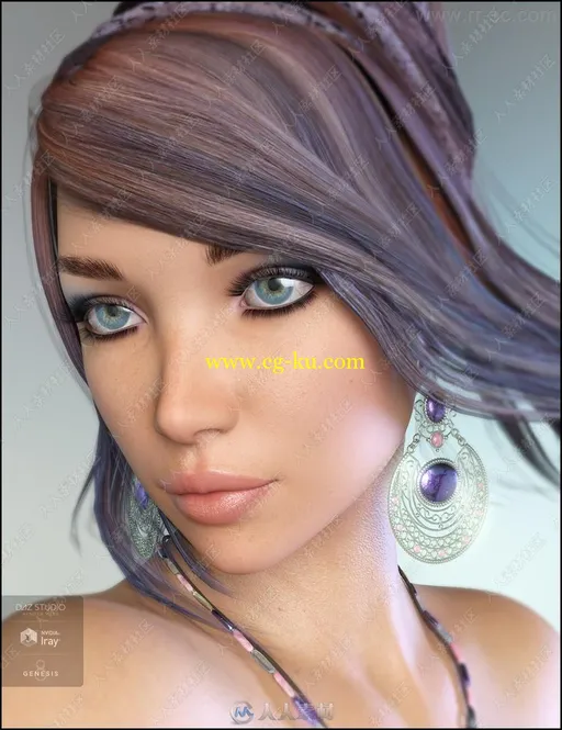 新波西米亚风格精致女孩3D模型的图片3