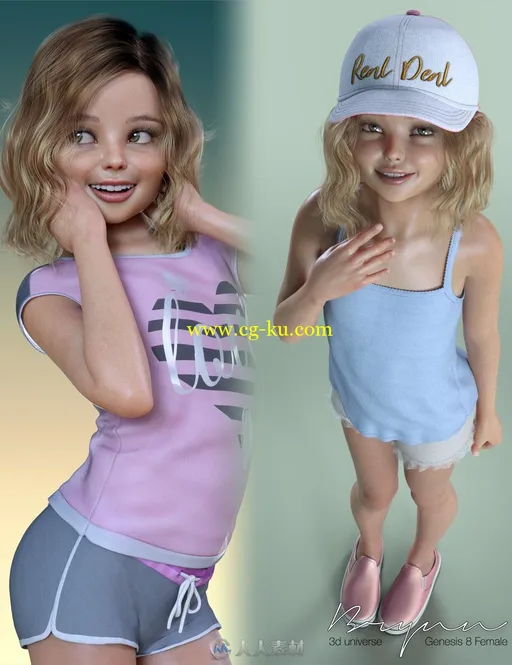 卖萌姿势活泼可爱表情丰富少女3D模型的图片1