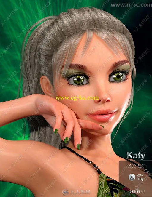7种夸张妆容性感比基尼女性3D模型的图片5