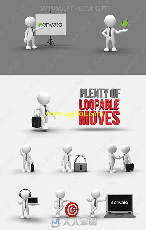 60组简单易用3D人物动画图形元素AE模板合集的图片1
