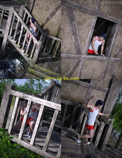 20套木屋男性动态姿势展示3D模型的图片2