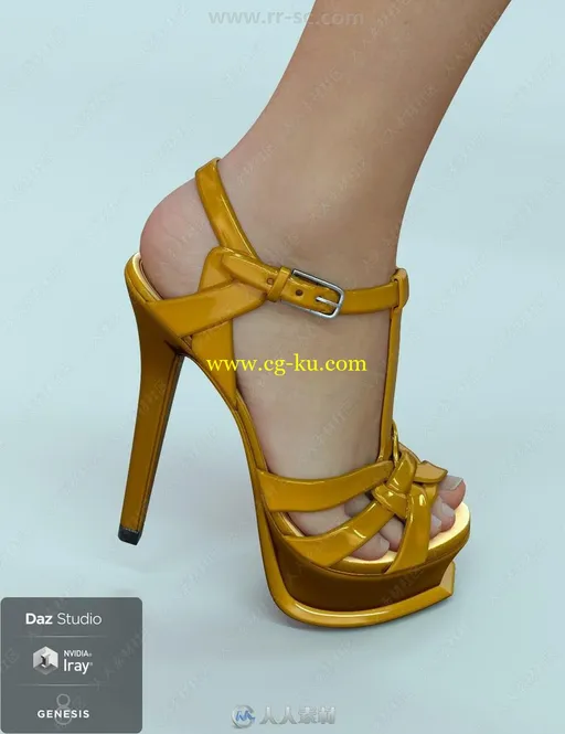 优雅独特女性夏季细跟高跟鞋3D模型合集的图片8